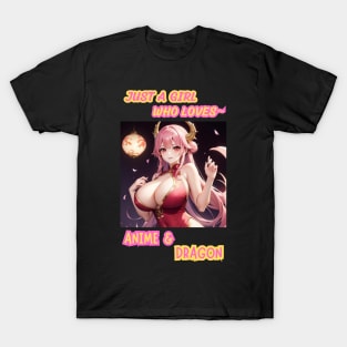 Just A Girl Who Loves Anime & Dragon Anime Girl T-Shirt